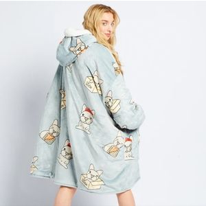 The Oodie Oversized Wearable Blanket Hoodie | Adorable Bulldog Print